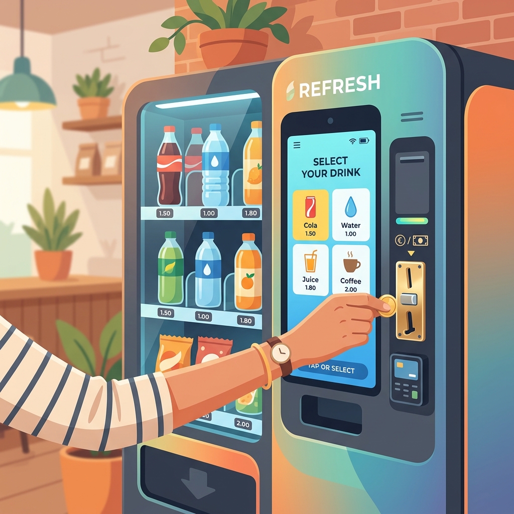 自動販売機を操作するユーザーの様子